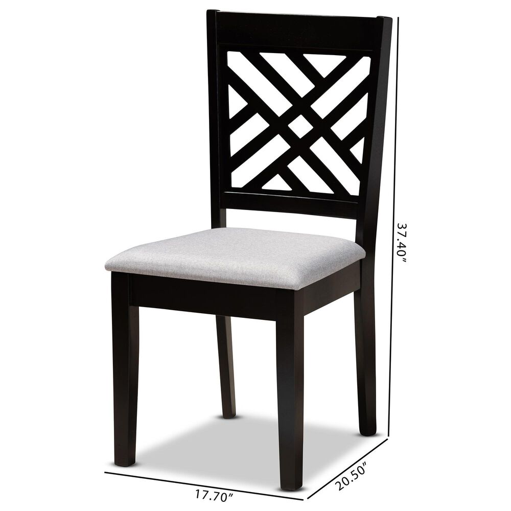 Baxton Studio Caron Side Chair with Grey Cushion in Espresso Brown (Set of 2), , large