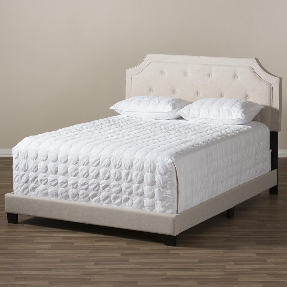 Baxton Studio Willis Upholstered King Bed in Light Beige, , large