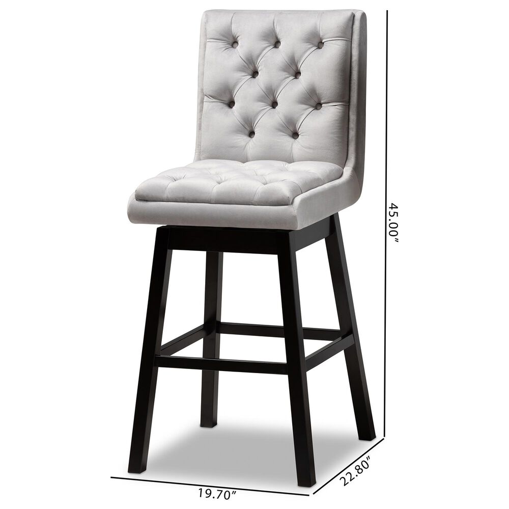 Baxton Studio Gregory Swivel Bar Stool in Dark Brown (Set of 2), , large