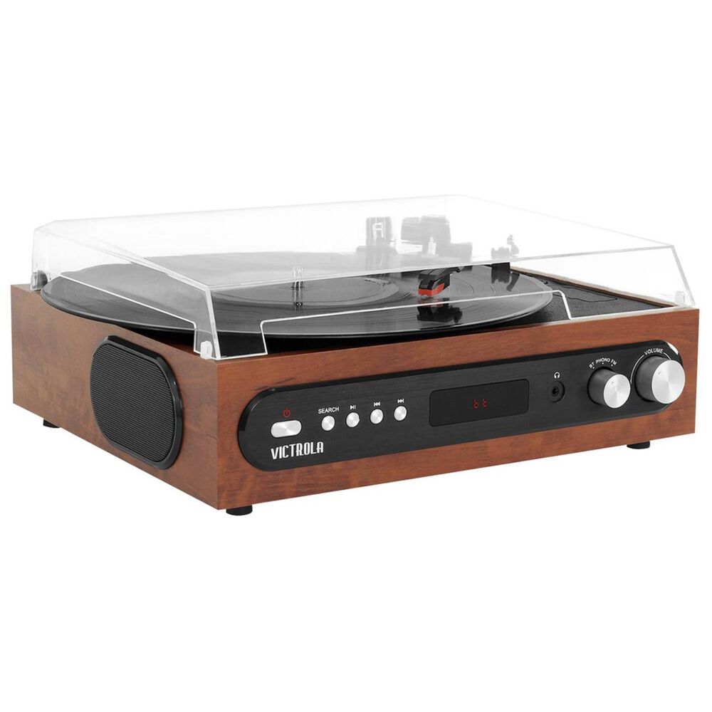 Victrola All-in-1 Bluetooth Record Player with Built in Speakers and 3-Speed Turntable in Mahogany, , large