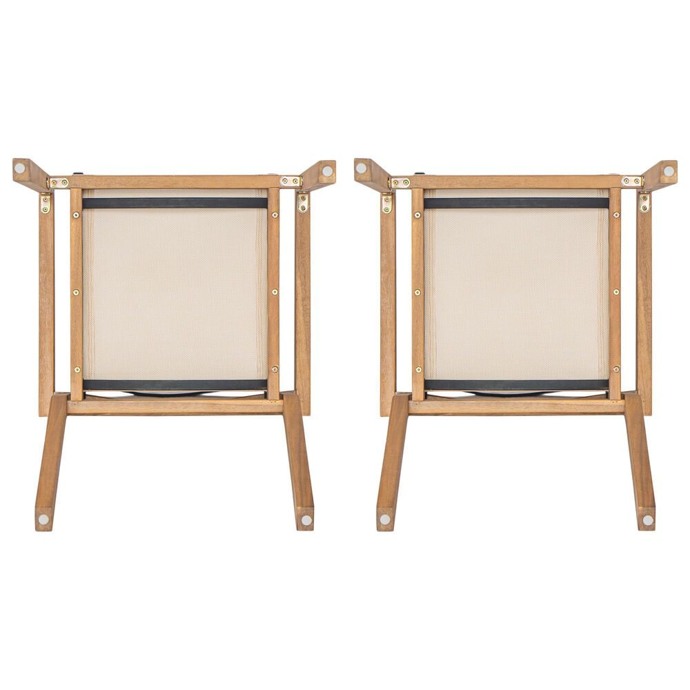 Hearth and Haven Belfast Patio Dining Chair with Beige Mesh Sling in Teak &#40;Set of 2&#41;, , large