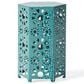 Hearth and Haven Galore 14" Outdoor Hexagon Metal Side Table with Sunburst Cut Out Design in Teal, , large