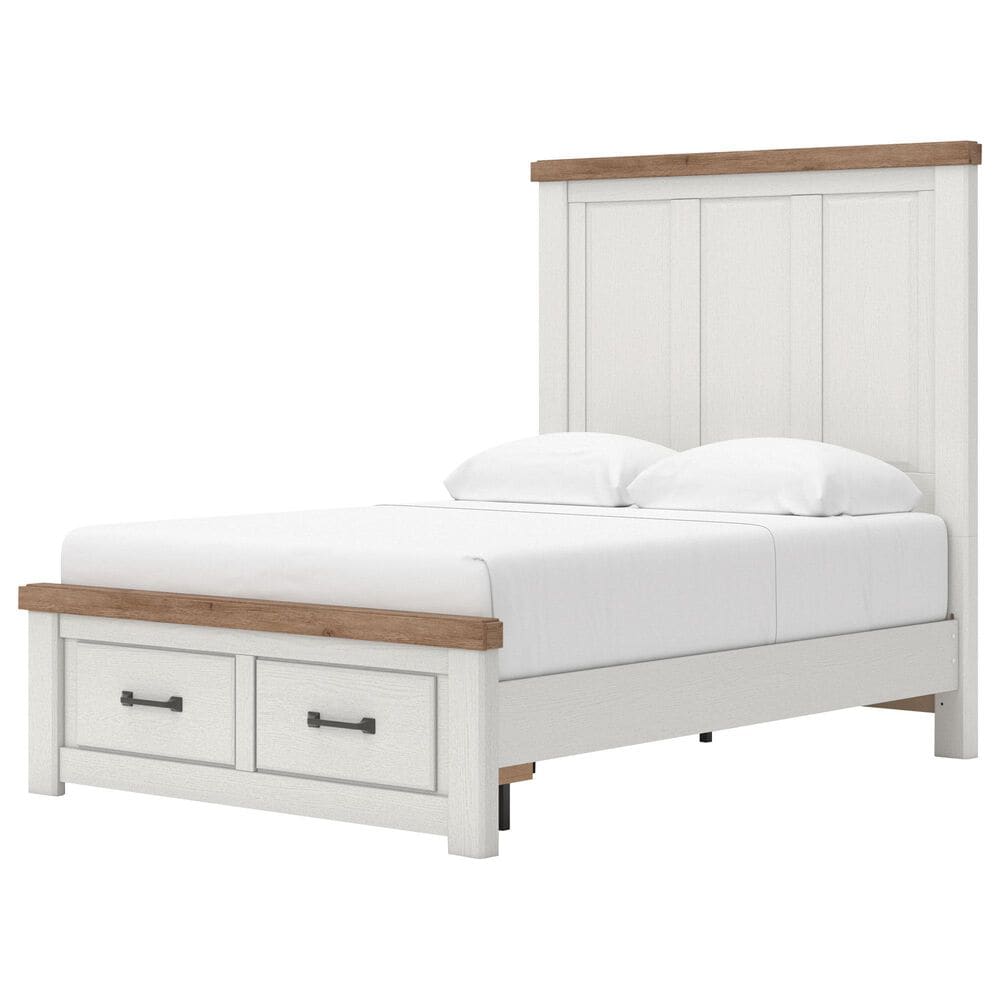 Ashley Savonport Full Storage Panel Bed in White and Brown, , large