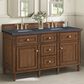 James Martin Vanities Lorelai 60" Double Vanity in Mid-Century Walnut with 3 cm Charcoal Soapstone Quartz Top, , large