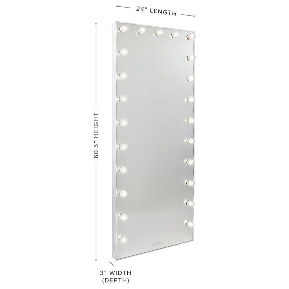 Impressions Vanity Hollywood Glow Vanity Full Length Mirror in Glossy White, , large