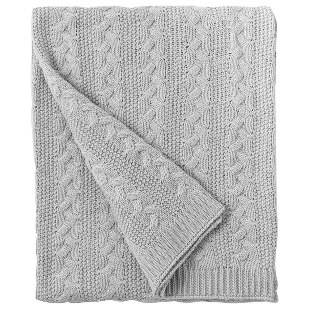 Allied Home 60" x 50" Acrylic Cable Knit Throw in Light Gray NFM