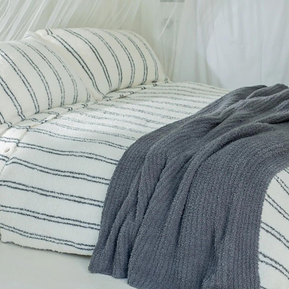 Barefoot Dreams CozyChic King Duvet Cover with Sham Set in Pearl and Graphite, , large