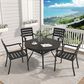Hearth and Haven Outdoor 41" Round Dining Table with Umbrella Hole in Black - Table Only, , large