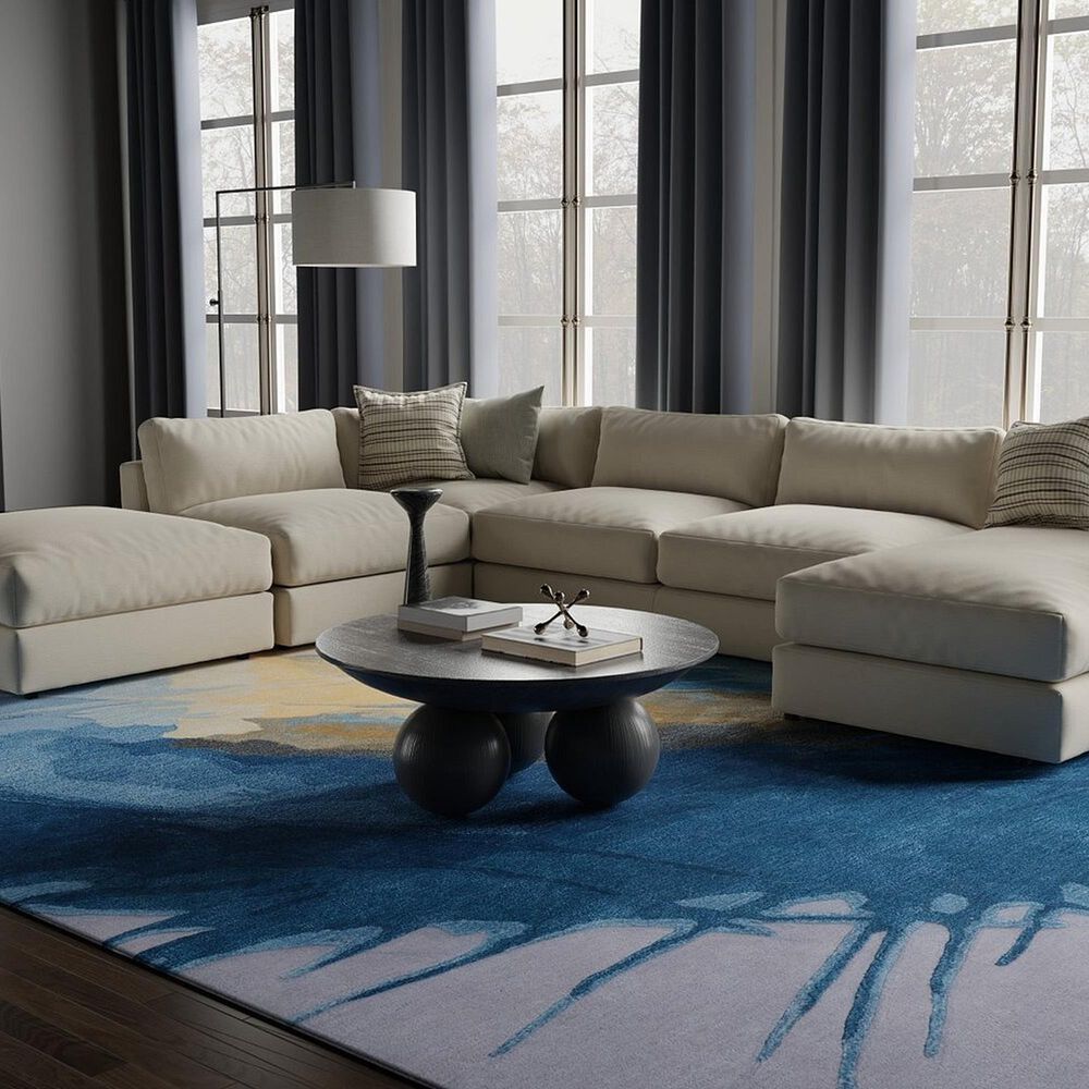 Feizy Rugs Kawai 10&#39; x 14&#39; Teal Area Rug, , large