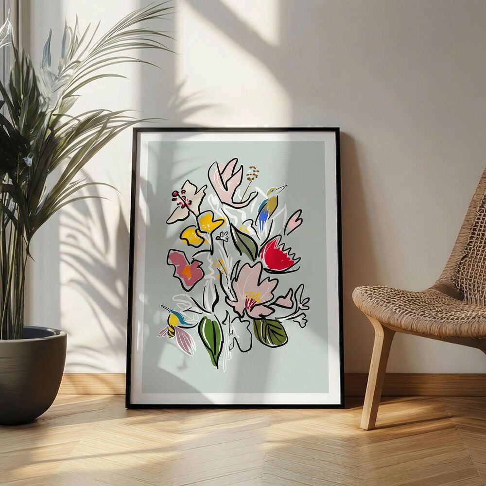 HOMLUX 24" x 18" Floral Bouquet Canvas Art in Multicolor, , large