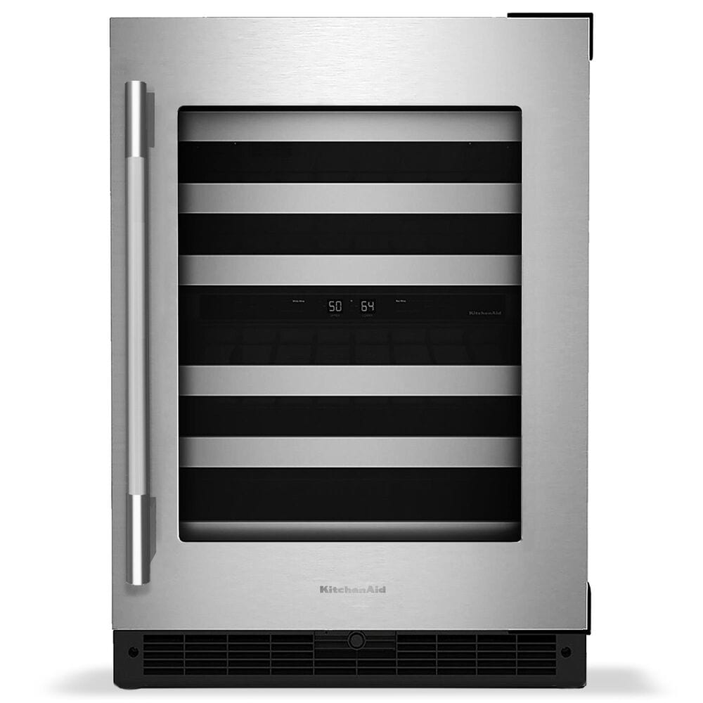 KitchenAid 24" Undercounter Wine Cellar with Metal Front Racks in Black and Stainless Steel, , large