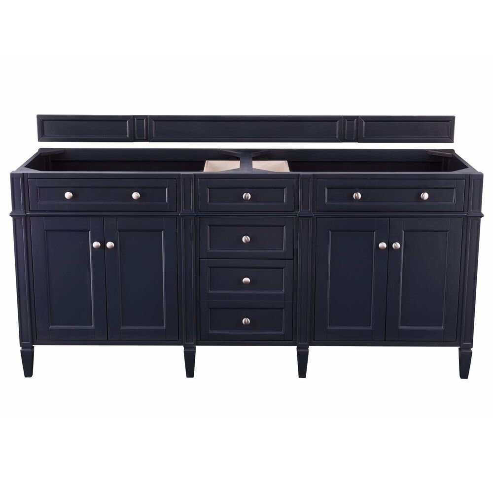 James Martin Vanities Brittany 72&quot; Double Bathroom Vanity in Victory Blue with 3 cm Victorian Silver Quartz Top and Rectangular Sinks, , large