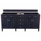 James Martin Vanities Brittany 72" Double Bathroom Vanity in Victory Blue with 3 cm Victorian Silver Quartz Top and Rectangular Sinks, , large