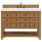 James Martin Malibu 48" Single Bathroom Vanity in Amber Birch with 3 cm White Zeus Quartz Top and Rectangular Sink, , large