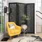 Maple and Jade 3-Panel Abstract Wavy Cutout Partition Room Divider Screen in Matte Black, , large