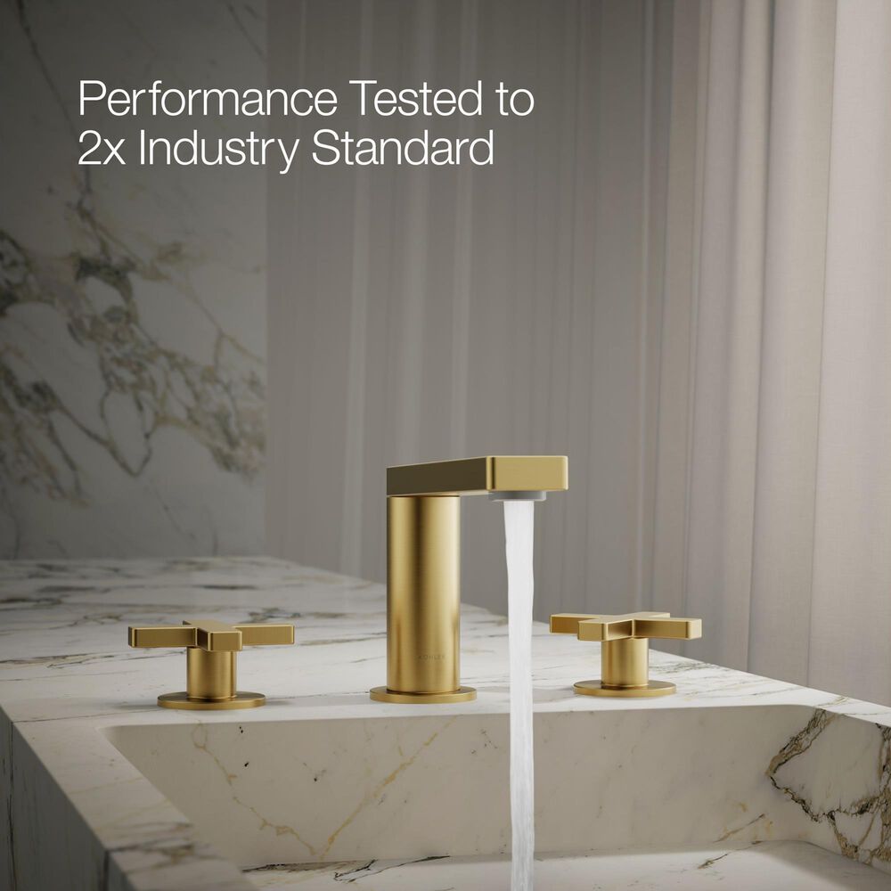 Kohler Composed Widespread Bathroom Sink Faucet with Cross handles in Vibrant Brushed Moderne Brass, , large