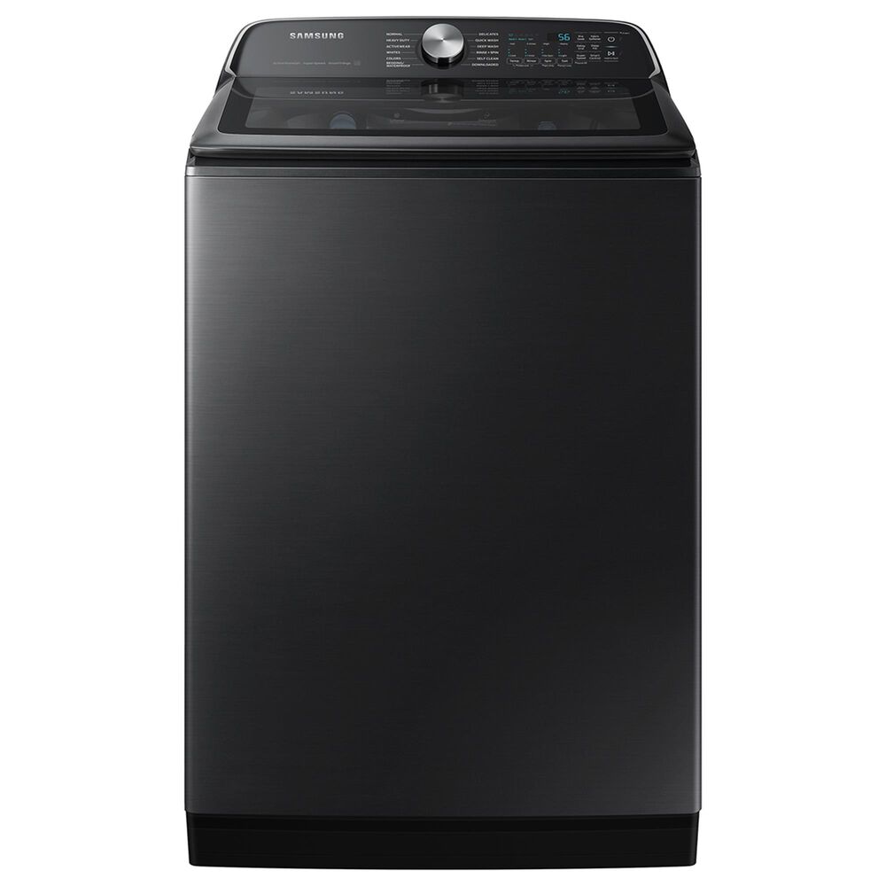 Samsung 5.5 cu. ft. Extra-Large Capacity Smart Top Load Washer with Super Speed Wash and 7.4 cu. ft. Smart Electric Dryer with Steam Sanitize+ in Brushed Black, , large