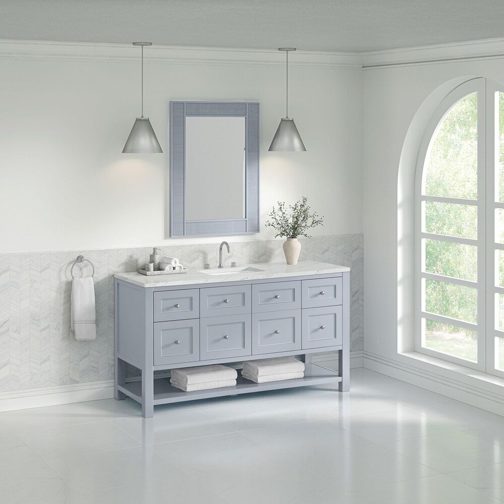James Martin Vanities Breckenridge 60" Single Bathroom Vanity in Serenity Blue with 3 cm Ethereal Noctis Quartz Top, Rectangular Sink and FreePower Wireless Charger, , large