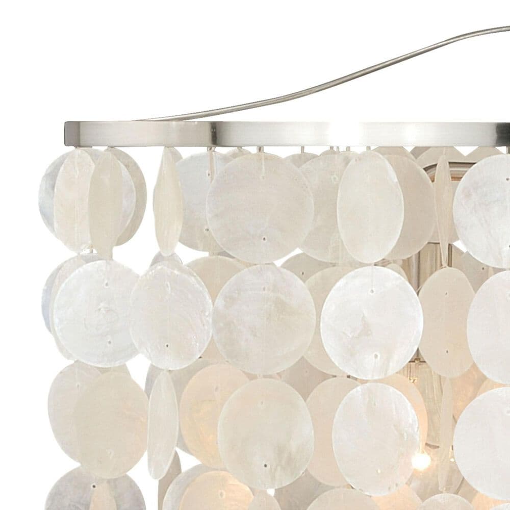 Vaxcel Lighting Elsa 3-Light Coastal Capiz Shell Waterfall Pendant in Satin Nickel, , large