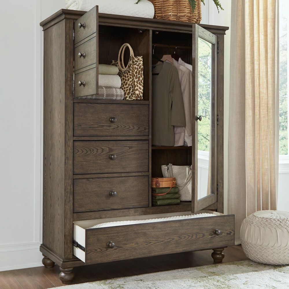 Riva Ridge Oxford 4-Drawer Chiffarobe with Clothing Rod in Cocoa, , large