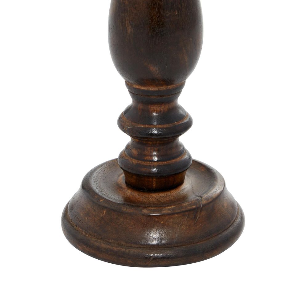 Maple and Jade Mango Wood Candle Holder in Dark Brown and Silver &#40;Set of 3&#41;, , large