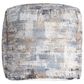 LR Home 18" Square Abstract Pouf in Taupe and Blue, , large