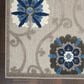 Nourison Aloha 5"3" x 7"5" Grey and Blue Indoor/Outdoor Area Rug, , large