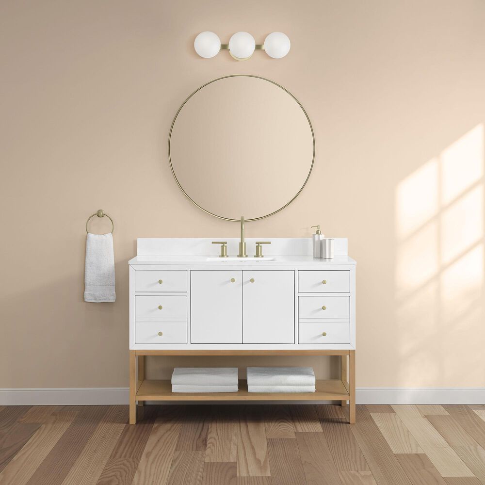 37B Isadore 48" Single Bathroom Vanity Cabinet in Bright White and White Composite Stone Top and Backsplash, , large