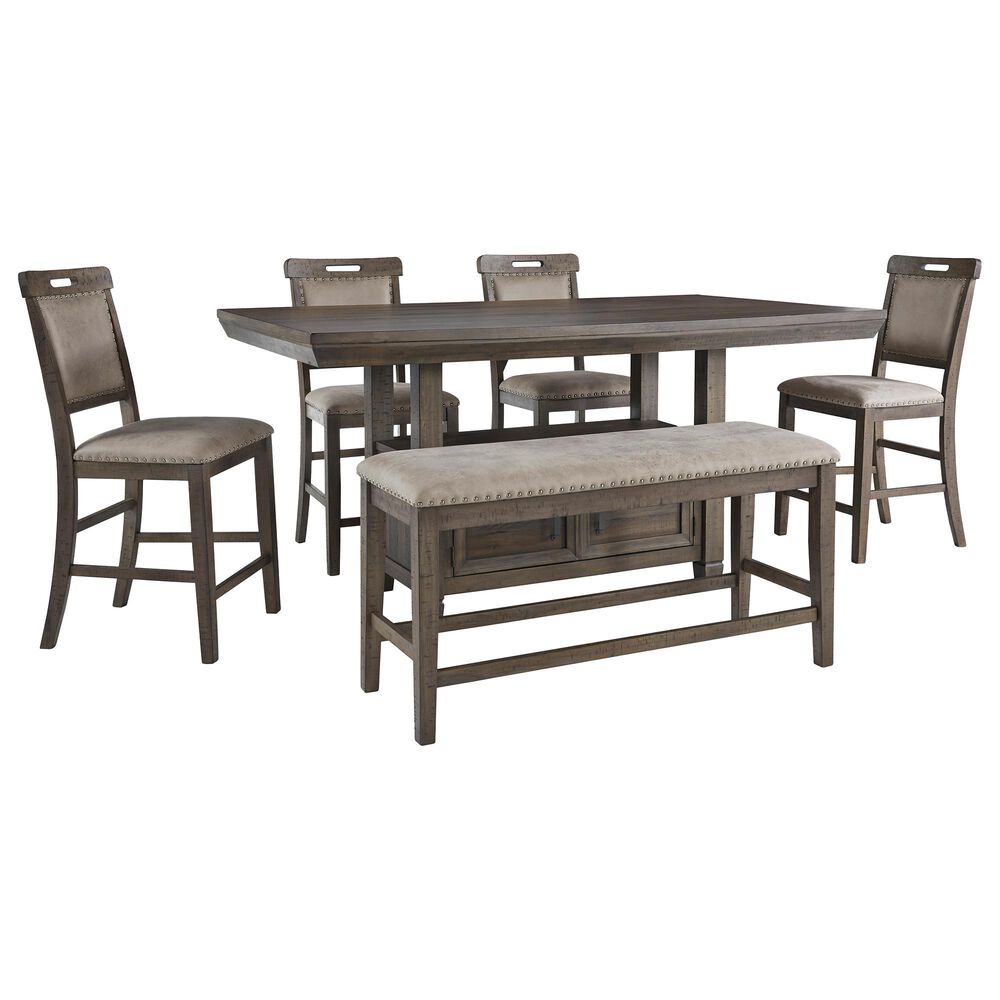 Signature Design by Ashley Johurst 6-Piece Counter Dining Set in Grayish Brown, , large