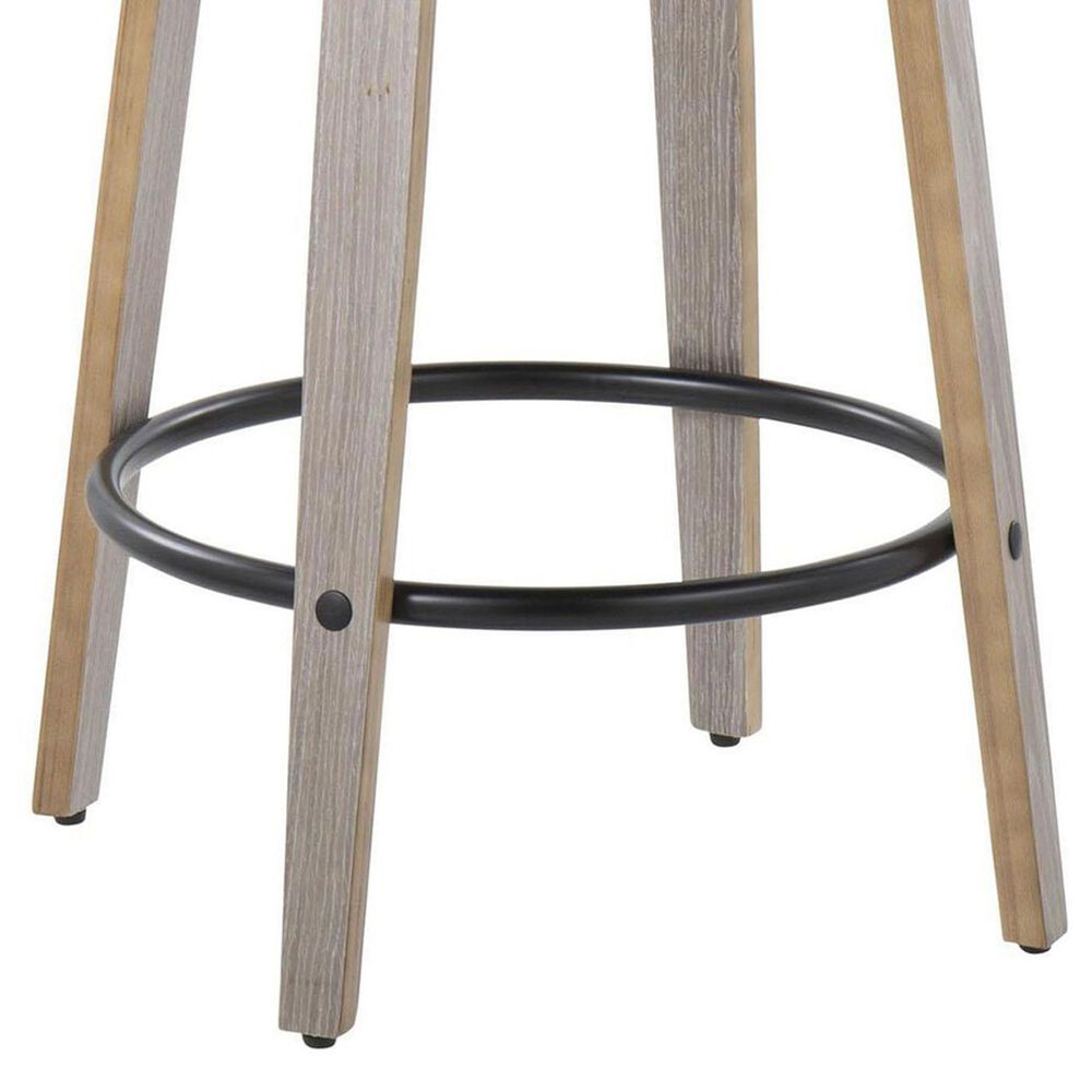 LumiSource Charlotte Swivel Counter Stool with Grey Faux Leather Upholstery in Light Grey and Black (Set of 2), , large