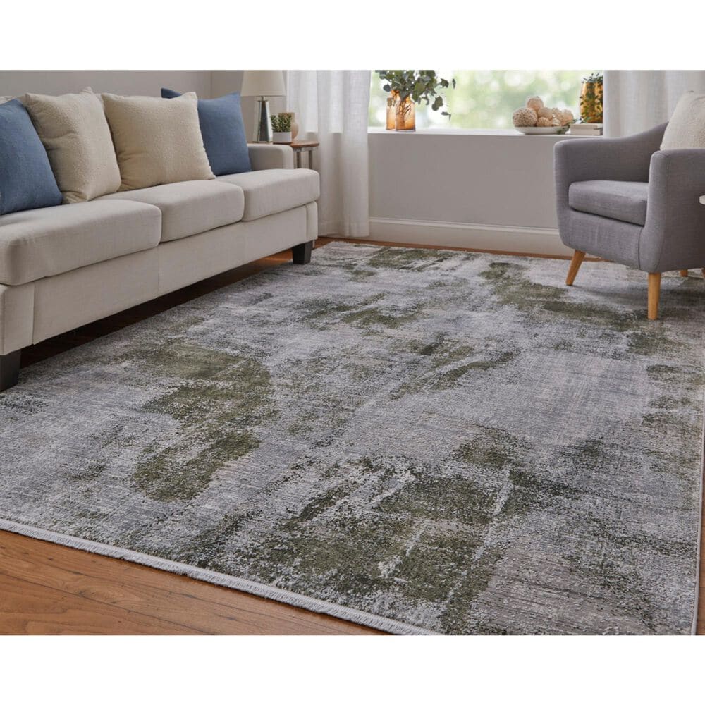 Feizy Cadiz 39N5F Green and Ivory 9'9" x 13'2" Area Rug, , large