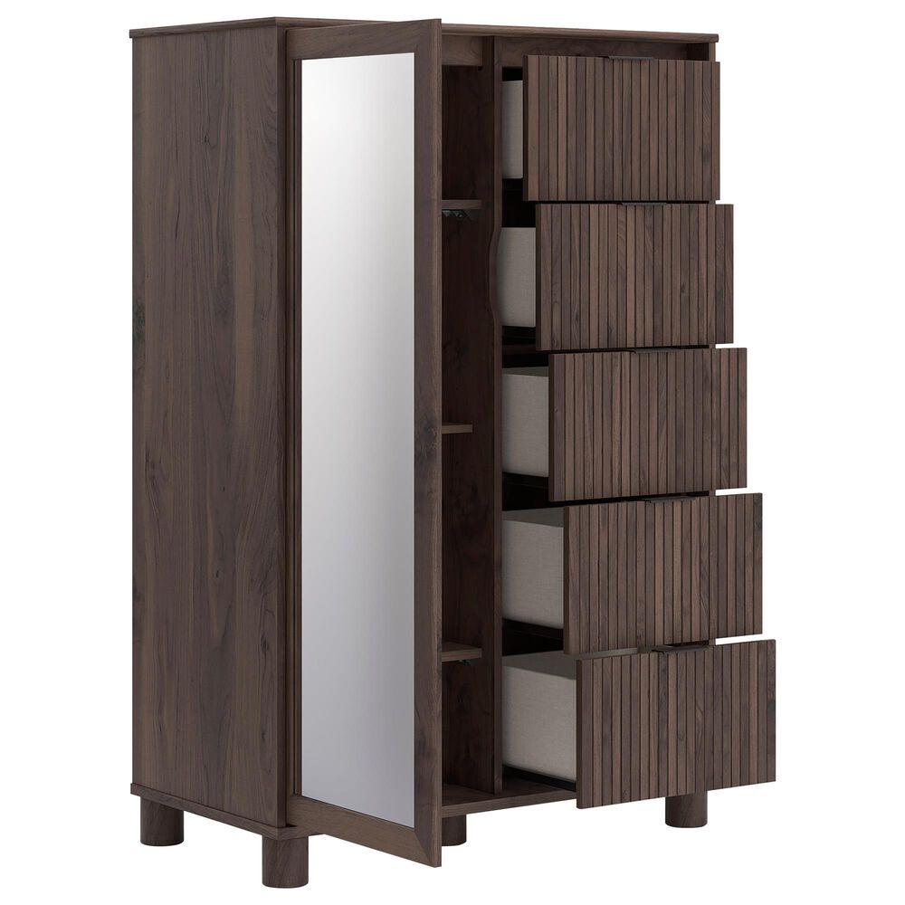 Ashley Pamytta 5-Drawer Dressing Chest in Rich Brown, , large