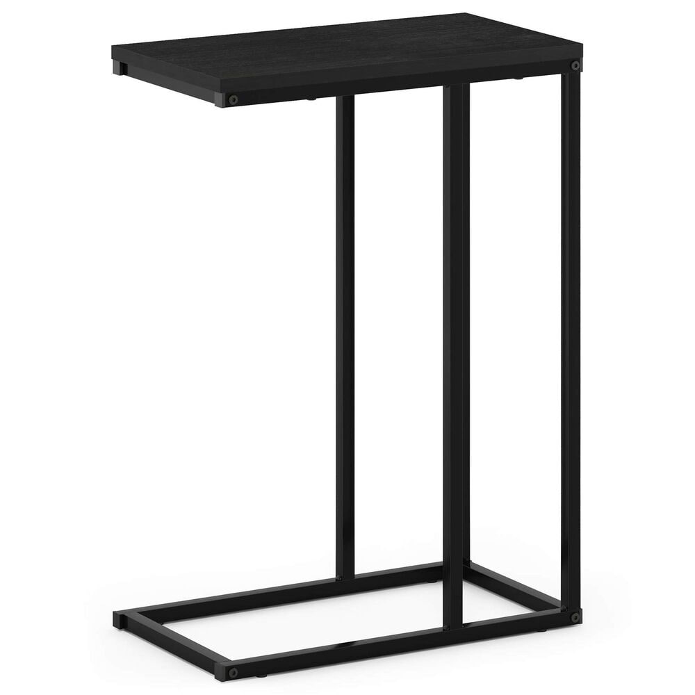 HOMLUX C Shaped Side Table in Americano and Black, , large