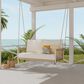 HOMLUX Patio Woven Rope Swing Sofa with White Steel in Beige, , large