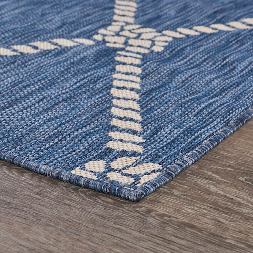 L&amp;R Resources Seaside SEADE81875AWT1A30 1&#39;10&quot; x 3&#39; Navy and White Indoor/Outdoor Area Rug, , large