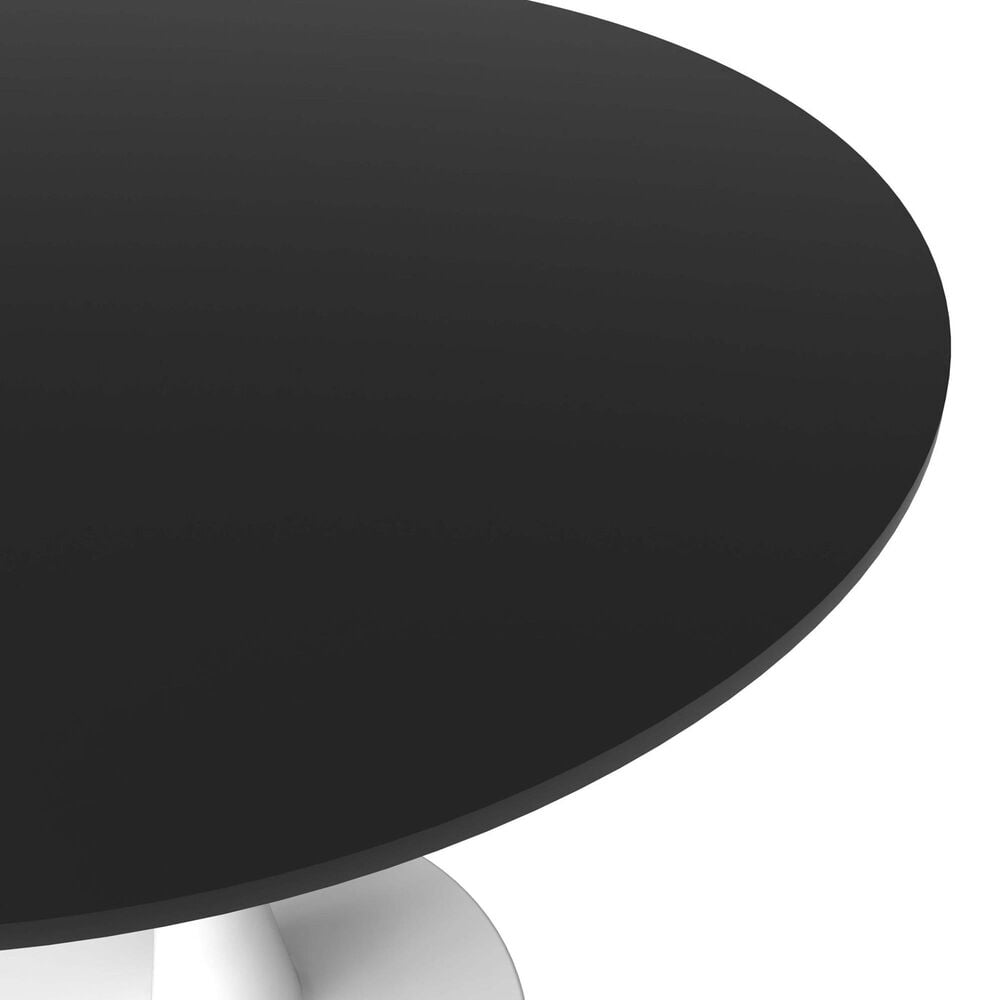 Leisuremod LeisureMod Bristol Mid-Century Modern Round Dining Table with Wood Top and Iron Pedestal Base with Gloss Finish for Kitchen and Dining Room, , large