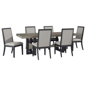 Signature Design by Ashley Foyland 7-Piece Rectangular Dining Set in Brushed Black and Grayish Brown, , large