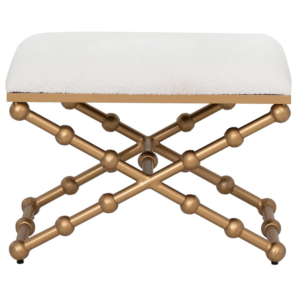 Linon Home Decor Campaign Sphere Stool in Gold, , large
