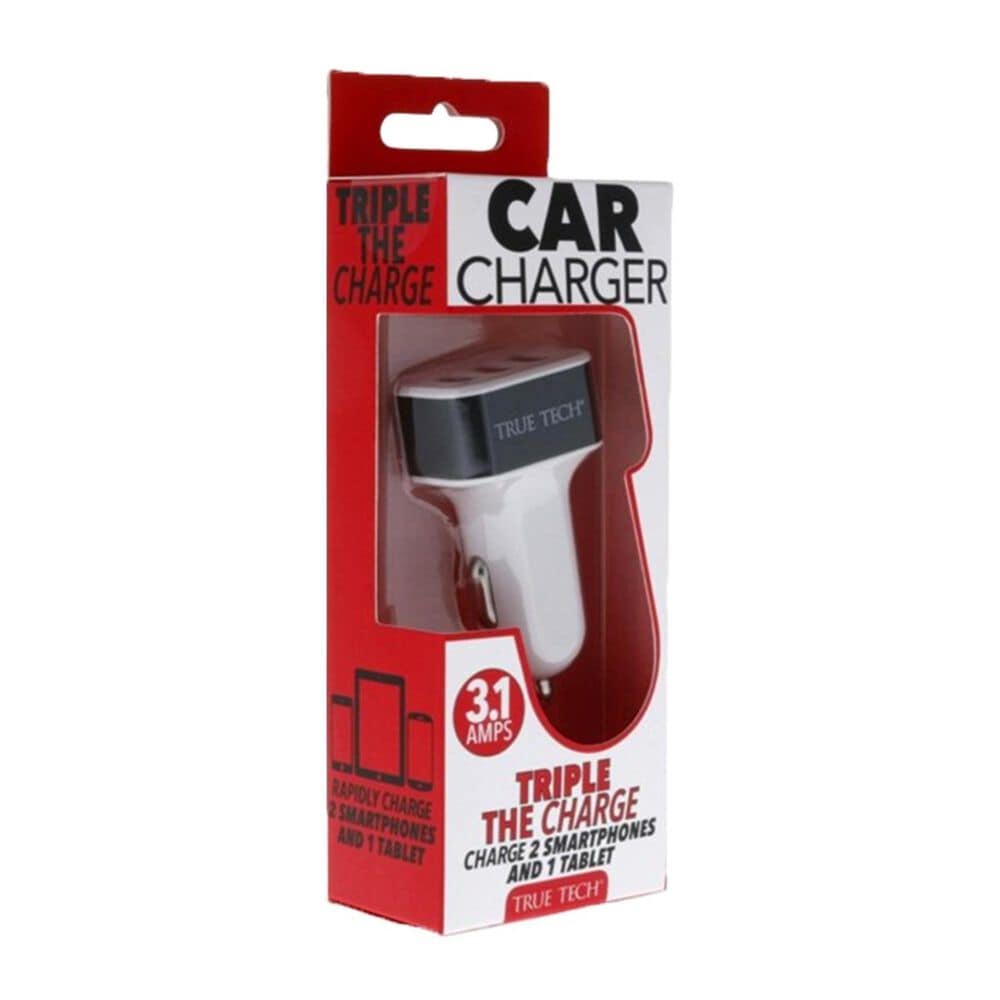 True Tech 3.1 Amp USB Car Charger in Black, , large