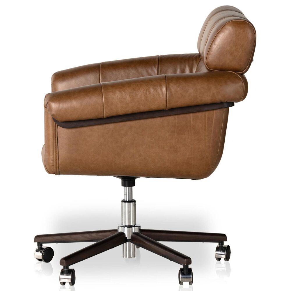Four Hands Allston Desk Chair in Mocha Ash and Polished Aluminum, , large