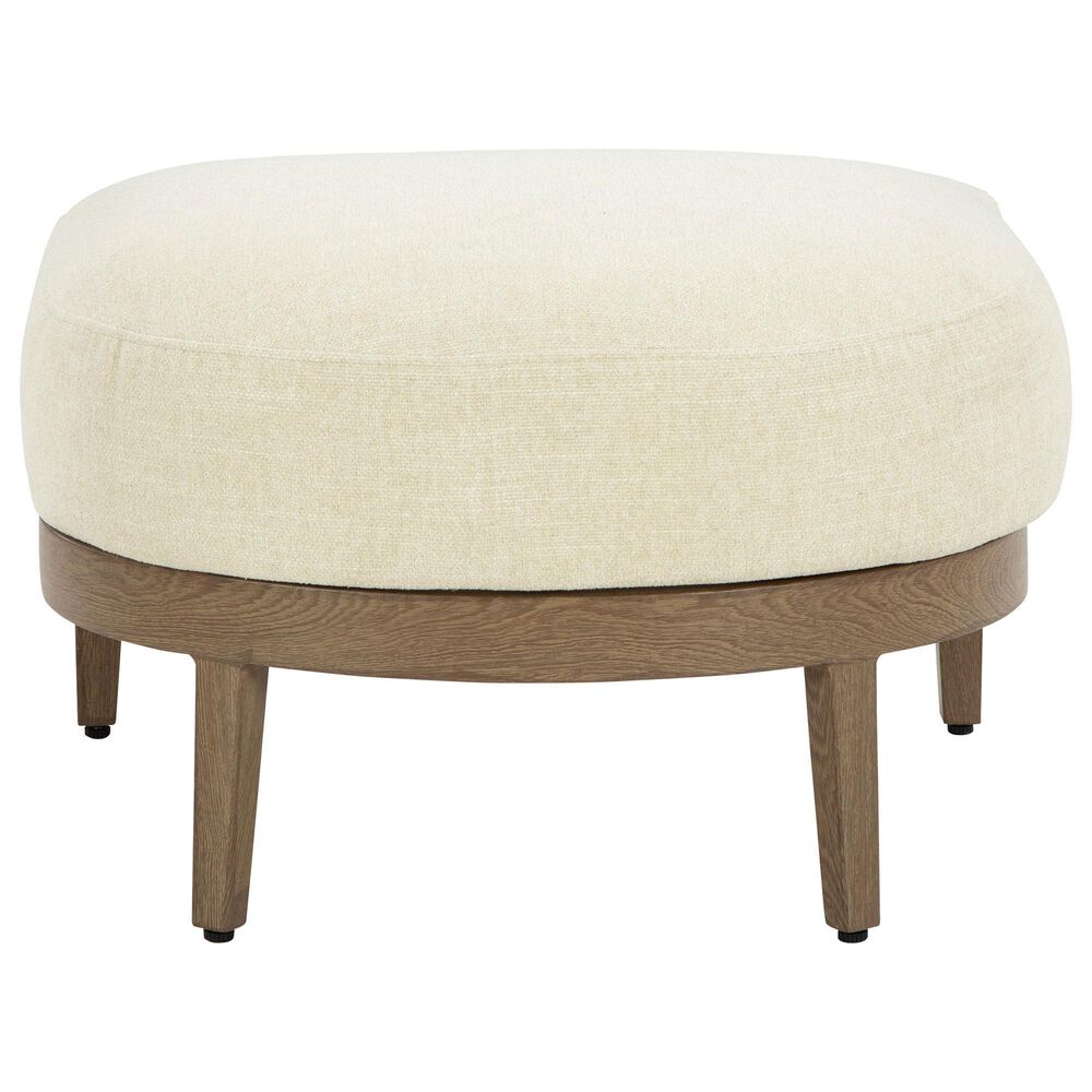 Ashley Serene Bay Ottoman with White Cushion in Dark Brown, , large
