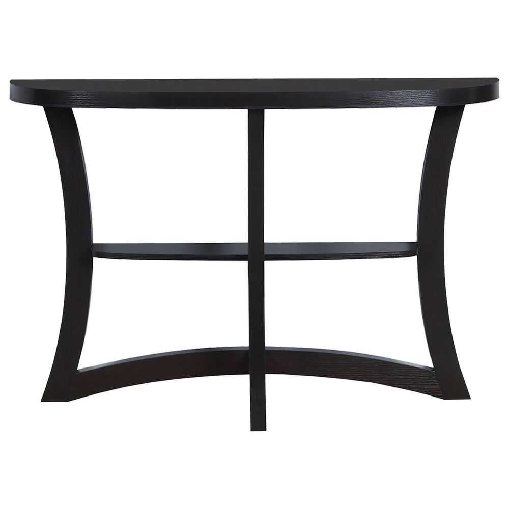 Monarch Specialties Half Moon Hall Console Table in Cappuccino, , large