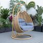 Leisuremod Mendoza Patio 2-Seat Hanging Egg Swing Chair with Charcoal Cushion in Light Brown, , large