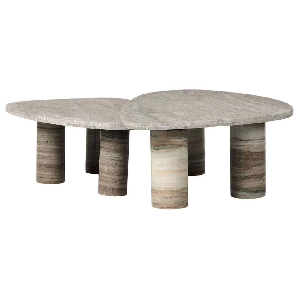 Four Hands Zion Coffee Table Set in Antique White Marble, , large