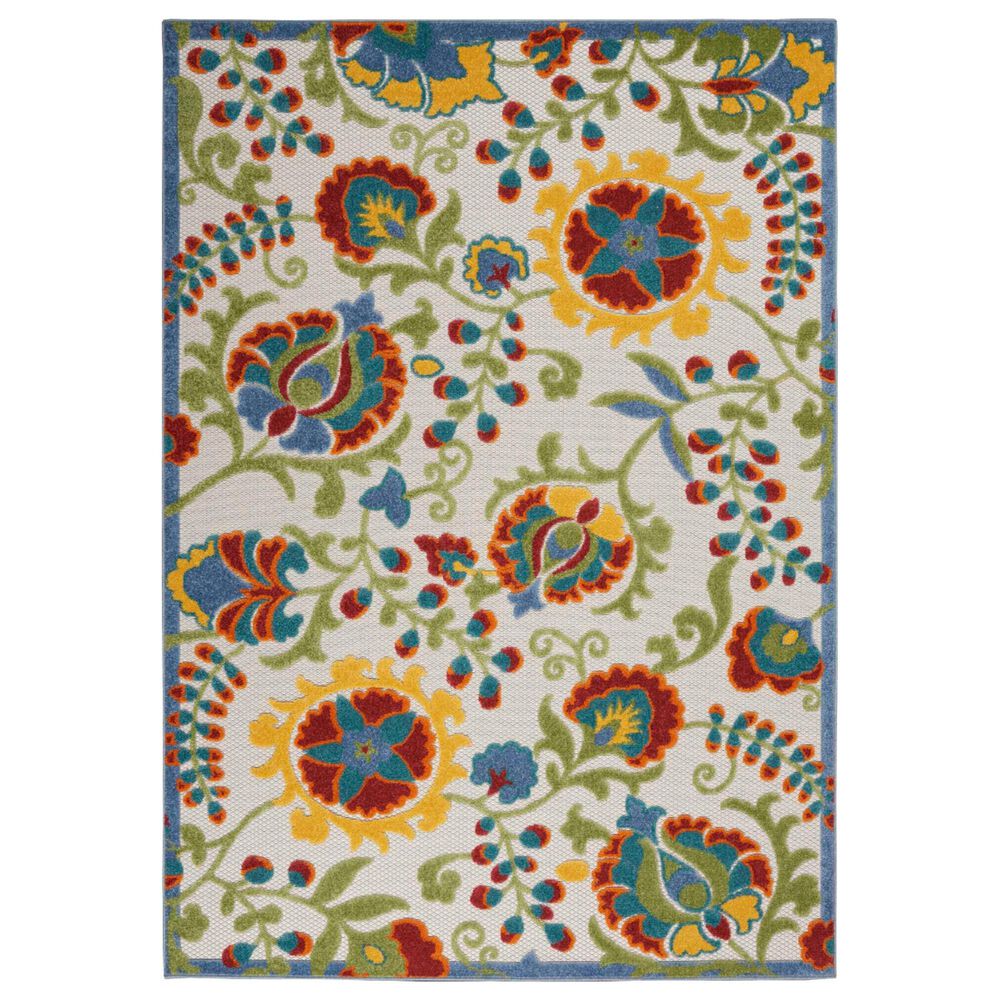 Nourison Aloha ALH17 6" x 9" Ivory and Multicolor Indoor/Outdoor Area Rug, , large