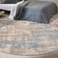 Nourison Rush 8" Round Blue and Beige Area Rug, , large
