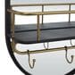 Maple and Jade Metal Oval Wall Mirror with 1 Shelf in Matte Black, , large