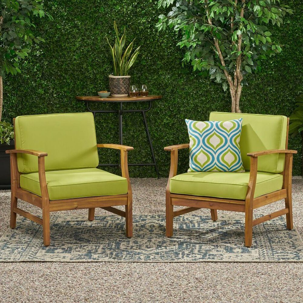 Hearth and Haven Perla Outdoor Club Chair with Cushions in Green (Set of 2), , large