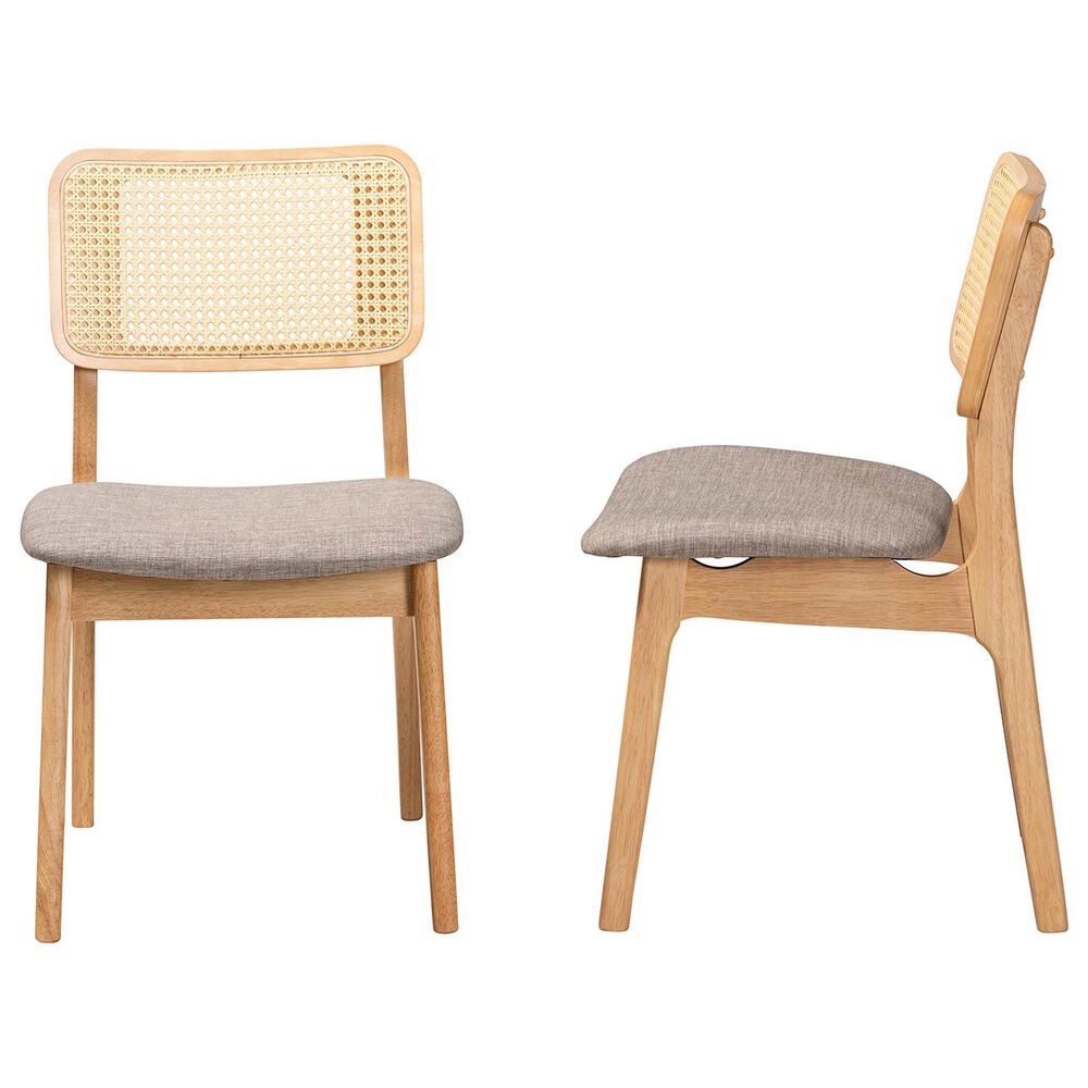 Baxton Studio Dannon Side Chair in Natural Oak and Light Brown (Set of 2), , large