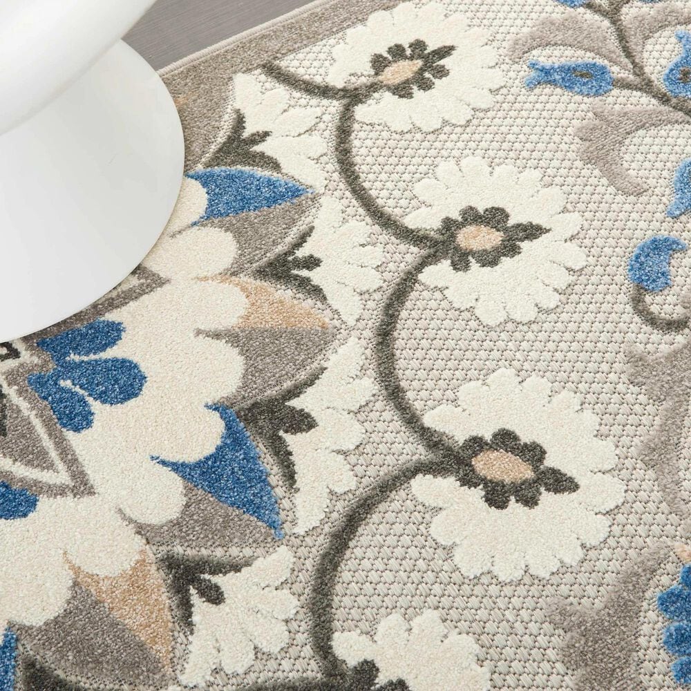 Nourison Aloha Floral 7&#39;10&quot; x 10&#39;6&quot; Grey and Multicolor Indoor/Outdoor Area Rug, , large